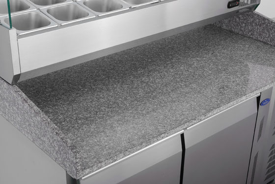 6 Drawers Refrigerated Pizza Prep Table R134a Commercial Marble Top